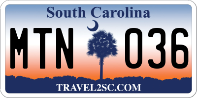 SC license plate MTN036