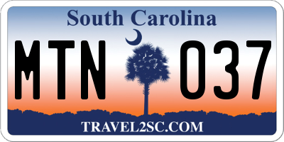 SC license plate MTN037