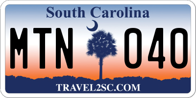 SC license plate MTN040
