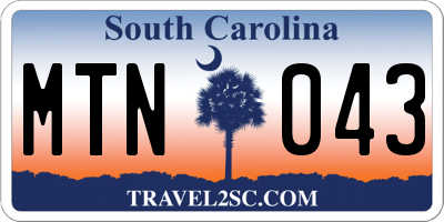 SC license plate MTN043