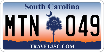 SC license plate MTN049