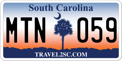 SC license plate MTN059