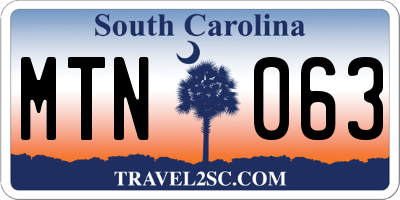 SC license plate MTN063