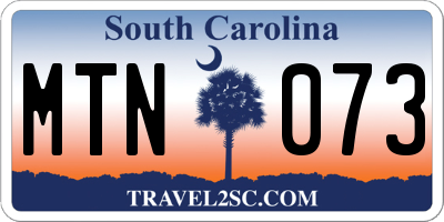 SC license plate MTN073