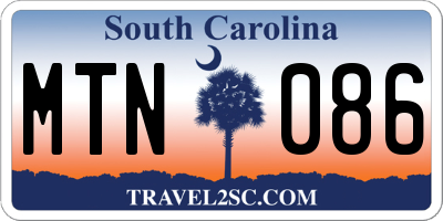 SC license plate MTN086