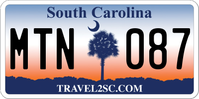 SC license plate MTN087