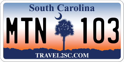 SC license plate MTN103