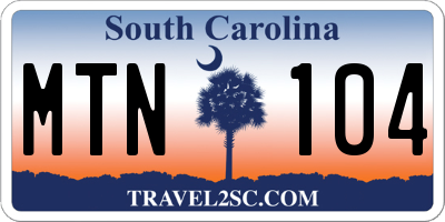 SC license plate MTN104