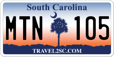 SC license plate MTN105