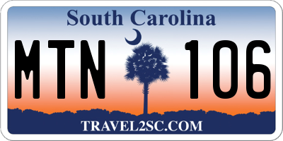 SC license plate MTN106