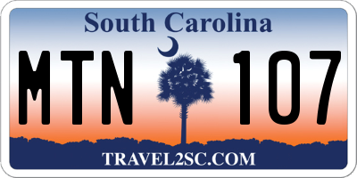 SC license plate MTN107