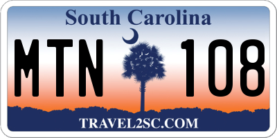 SC license plate MTN108