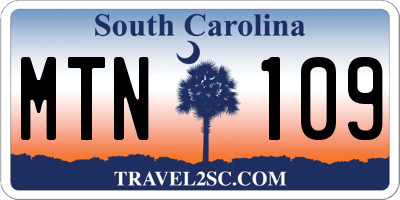 SC license plate MTN109