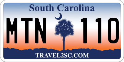 SC license plate MTN110