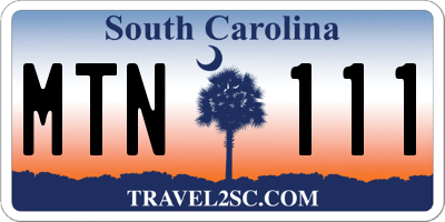 SC license plate MTN111