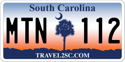 SC license plate MTN112