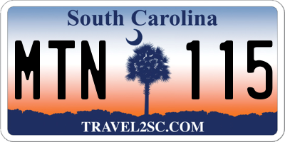 SC license plate MTN115
