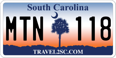 SC license plate MTN118