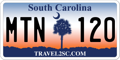 SC license plate MTN120