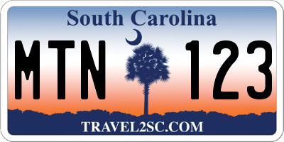 SC license plate MTN123