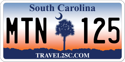 SC license plate MTN125