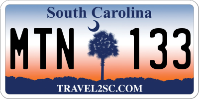 SC license plate MTN133