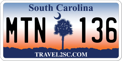 SC license plate MTN136