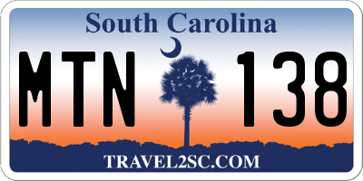 SC license plate MTN138