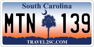 SC license plate MTN139