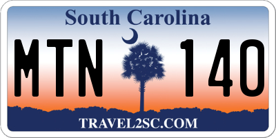 SC license plate MTN140