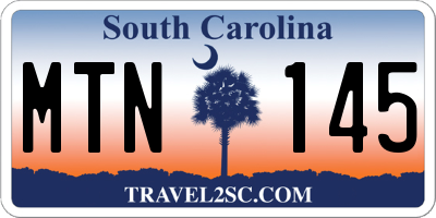 SC license plate MTN145