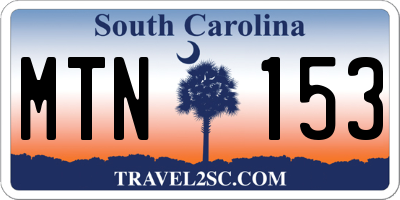 SC license plate MTN153