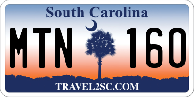SC license plate MTN160