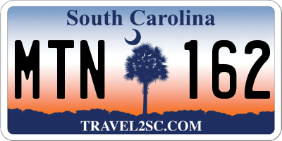 SC license plate MTN162