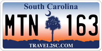 SC license plate MTN163