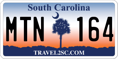 SC license plate MTN164