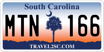 SC license plate MTN166