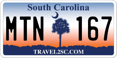 SC license plate MTN167