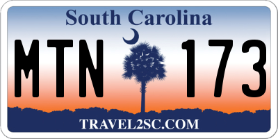 SC license plate MTN173