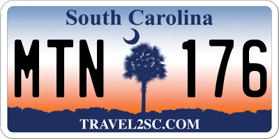 SC license plate MTN176