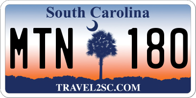 SC license plate MTN180