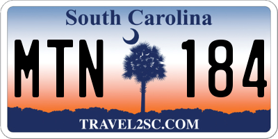 SC license plate MTN184