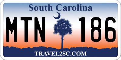 SC license plate MTN186