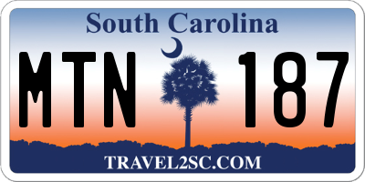 SC license plate MTN187