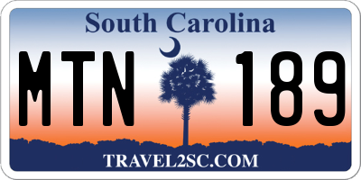 SC license plate MTN189