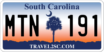SC license plate MTN191