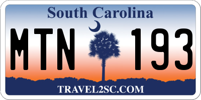 SC license plate MTN193
