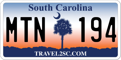 SC license plate MTN194