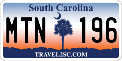 SC license plate MTN196