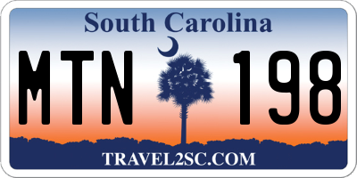 SC license plate MTN198